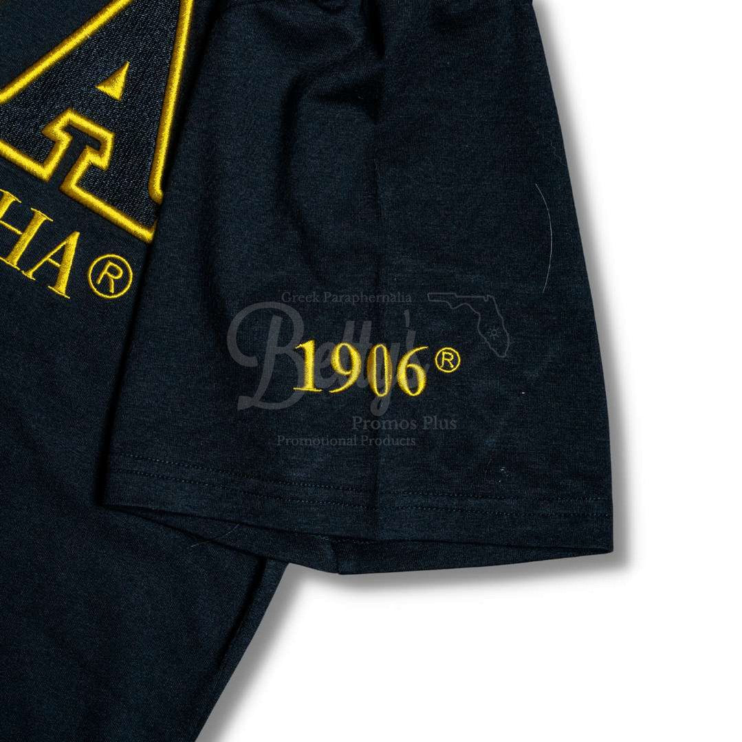 Alpha Phi Alpha ΑΦΑ Luxury Embroidered T-Shirt with 1906 Sleeve-Betty's Promos Plus Greek Paraphernalia