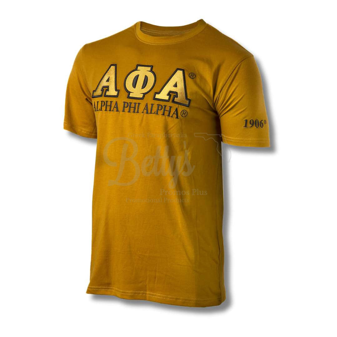 Alpha Phi Alpha ΑΦΑ Luxury Embroidered T-Shirt with 1906 SleeveGold-Medium-Betty's Promos Plus Greek Paraphernalia