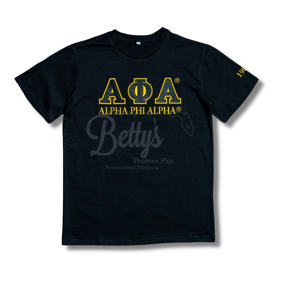 Alpha Phi Alpha ΑΦΑ Luxury Embroidered T-Shirt with 1906 SleeveBlack-Small-Betty's Promos Plus Greek Paraphernalia