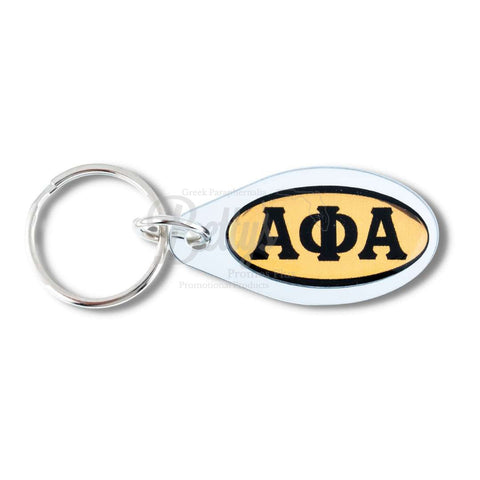 Alpha Phi Alpha ΑΦΑ Oval Acrylic KeychainSilver-Betty's Promos Plus Greek Paraphernalia