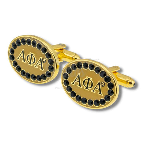 Alpha Phi Alpha ΑΦΑ Oval Stone CufflinksGold-Betty's Promos Plus Greek Paraphernalia