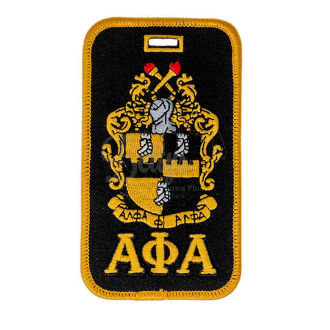 Alpha Phi Alpha ΑΦΑ Shield Embroidered Luggage TagBlack-Betty's Promos Plus Greek Paraphernalia