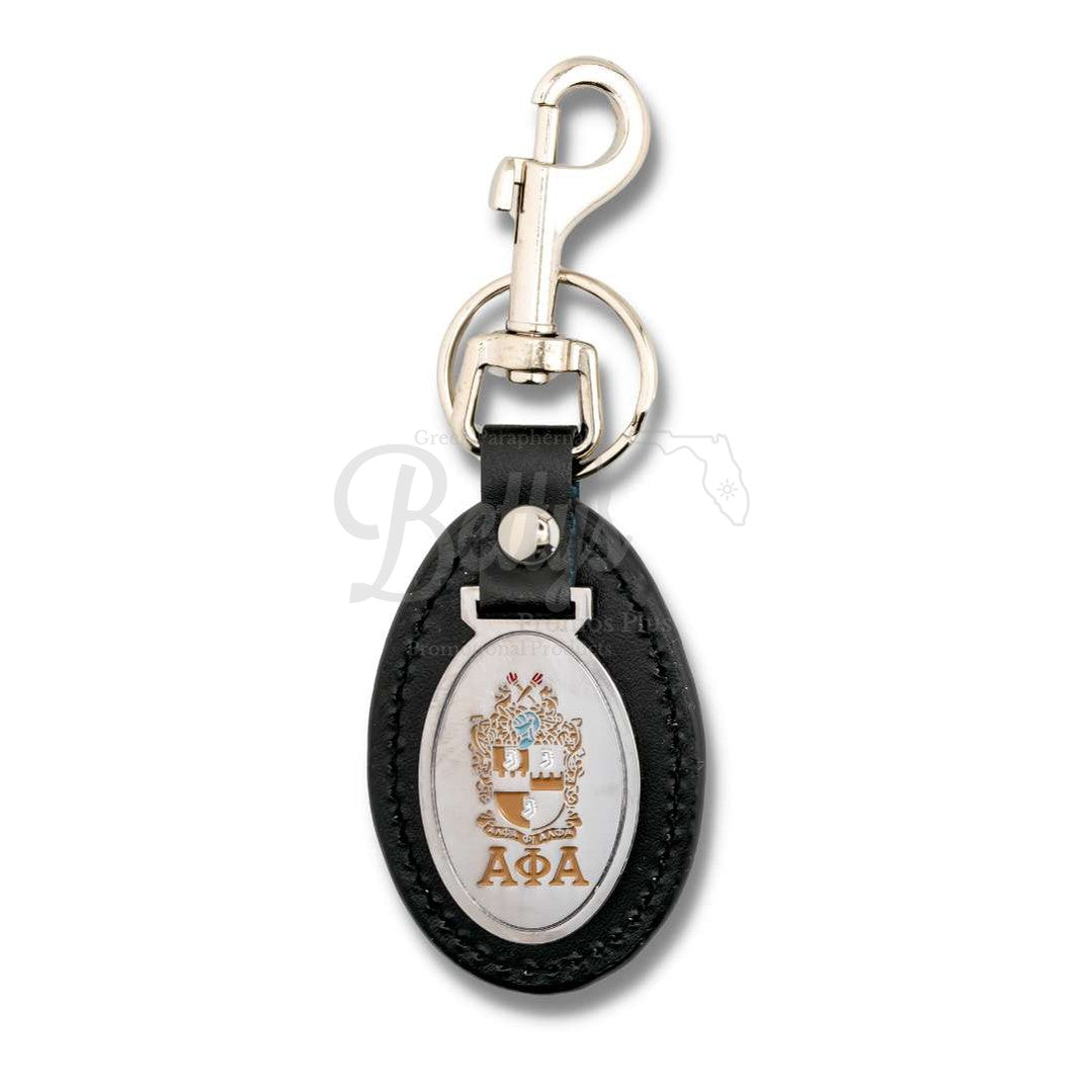 Alpha Phi Alpha ΑΦΑ Shield Keychain Leather Key FobBlack-Betty's Promos Plus Greek Paraphernalia