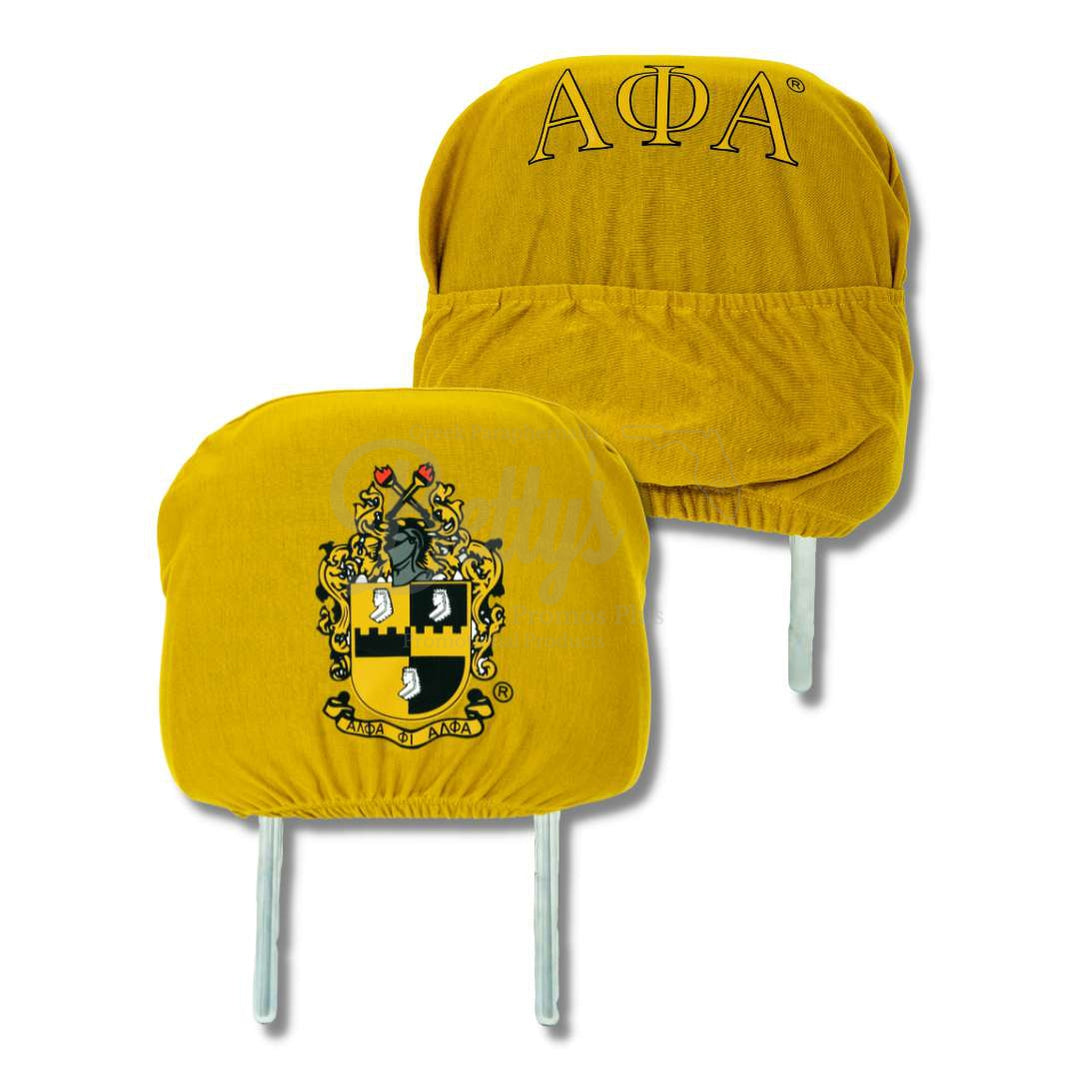 Alpha Phi Alpha ΑΦΑ Shield with Greek Letters Car Seat Headrest CoverGold-Betty's Promos Plus Greek Paraphernalia