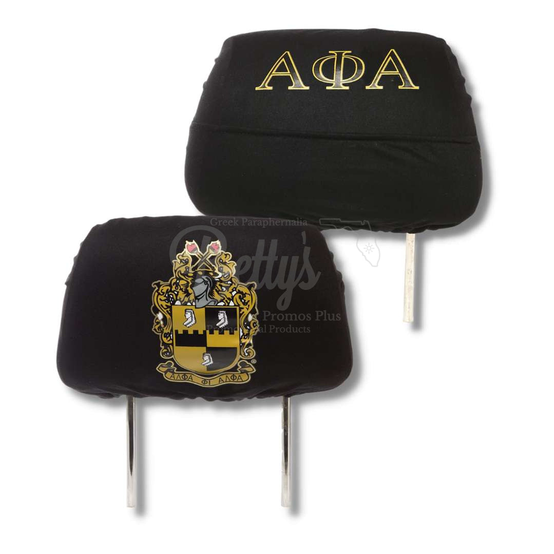 Alpha Phi Alpha ΑΦΑ Shield with Greek Letters Car Seat Headrest CoverBlack-Betty's Promos Plus Greek Paraphernalia