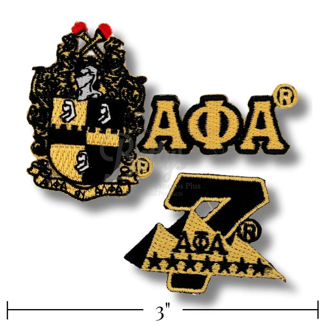 Alpha Phi Alpha ΑΦΑ Stick-On Embroidered Patch Set of 3 PatchesPack #1-Betty's Promos Plus Greek Paraphernalia