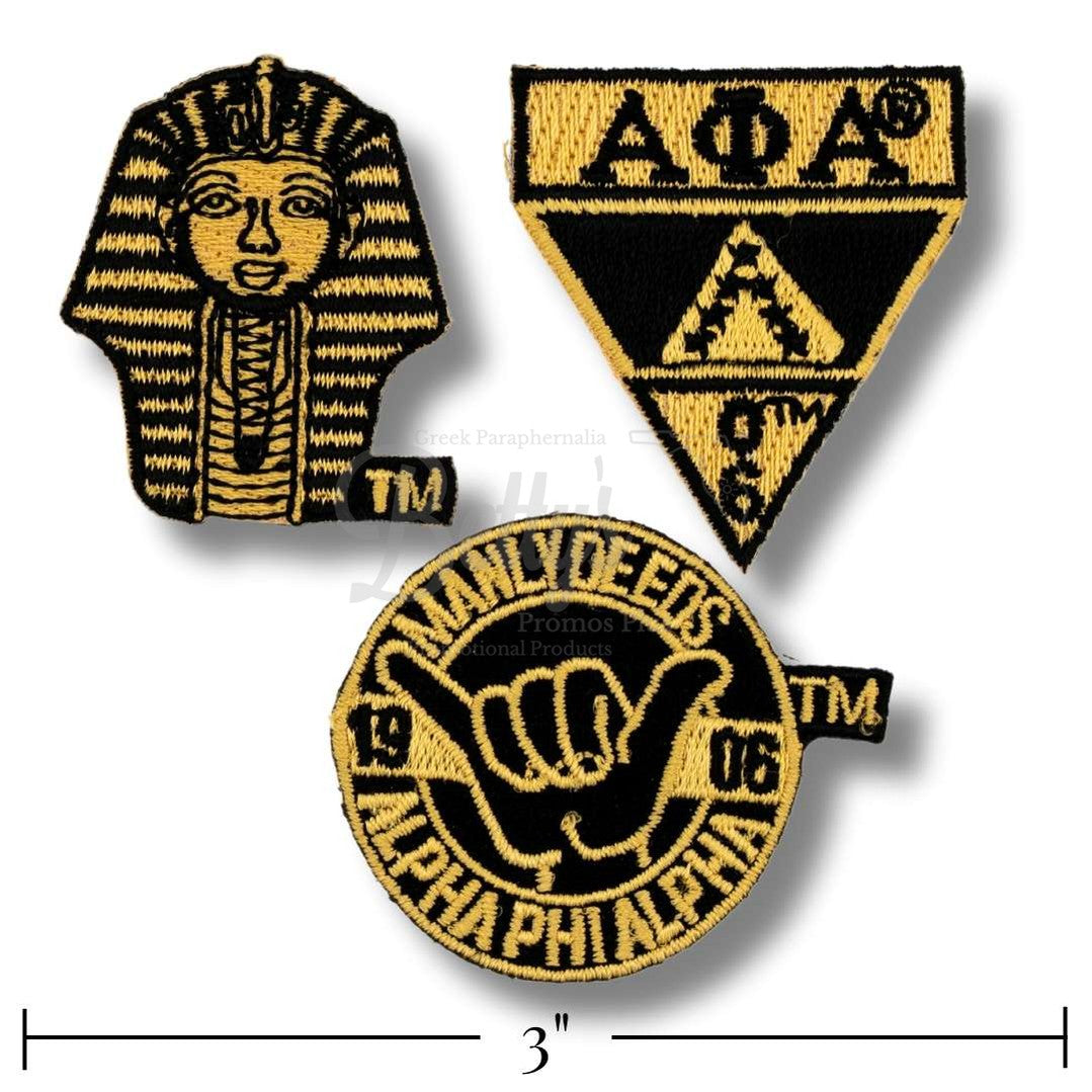 Alpha Phi Alpha ΑΦΑ Stick-On Embroidered Patch Set of 3 PatchesPack #2-Betty's Promos Plus Greek Paraphernalia