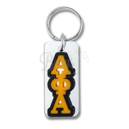 Alpha Phi Alpha ΑΦΑ Vertical Block Acrylic KeychainSilver-Betty's Promos Plus Greek Paraphernalia