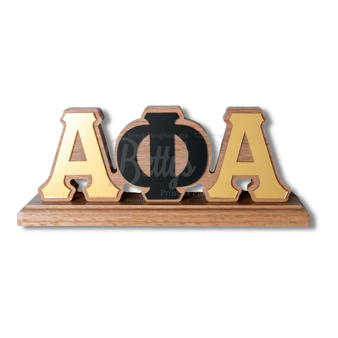 Alpha Phi Alpha ΑΦΑ Wooden Desk Ornament with Mirrored LettersWood-Betty's Promos Plus Greek Paraphernalia