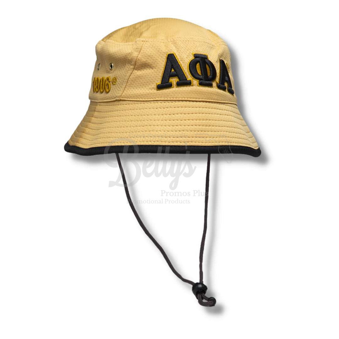 Alpha Phi Alpha Mesh Flex Fit ΑΦΑ Greek Letters Embroidered Bucket Hat with DrawstringKhaki-Betty's Promos Plus Greek Paraphernalia