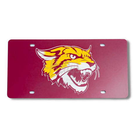 Bethune-Cookman B-CU Wildcat Laser Engraved Mirrored Acrylic Auto Tag License PlateMaroon-Betty's Promos Plus Greek Paraphernalia