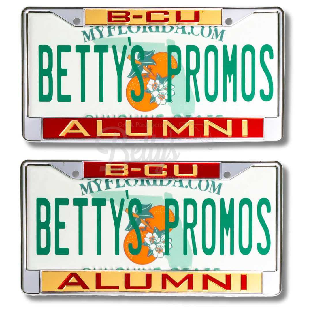 Bethune-Cookman University B-CU Alumni Chrome Laser Engraved Mirrored Acrylic Auto Tag License Plate Frame-Betty's Promos Plus Greek Paraphernalia