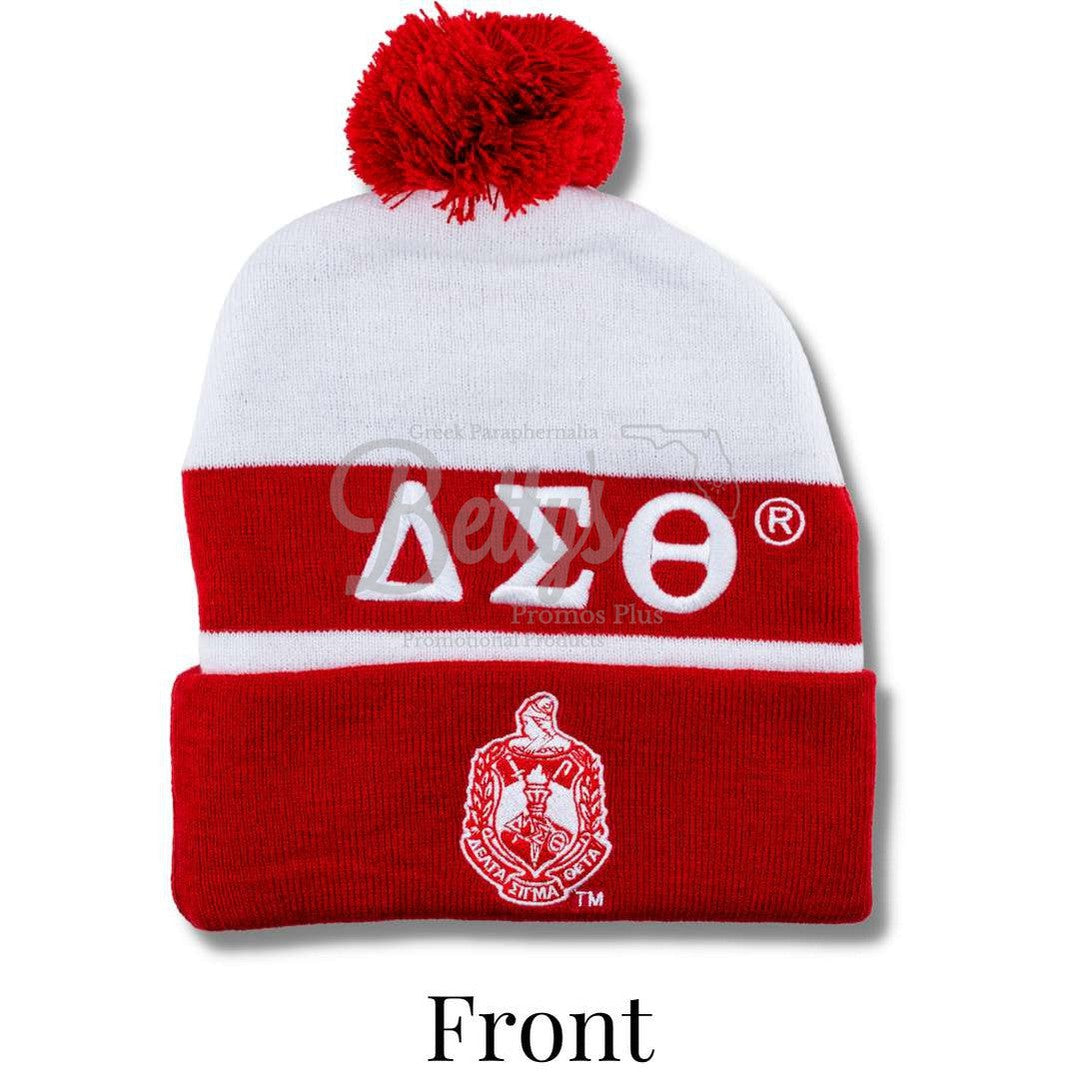 Delta Sigma Theta ΔΣΘ 1913 Embroidered Shield Knit Crest Beanie-Betty's Promos Plus Greek Paraphernalia