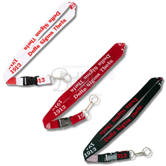 Delta Sigma Theta ΔΣΘ 1913 Woven Embroidered Sorority Lanyard-Betty's Promos Plus Greek Paraphernalia