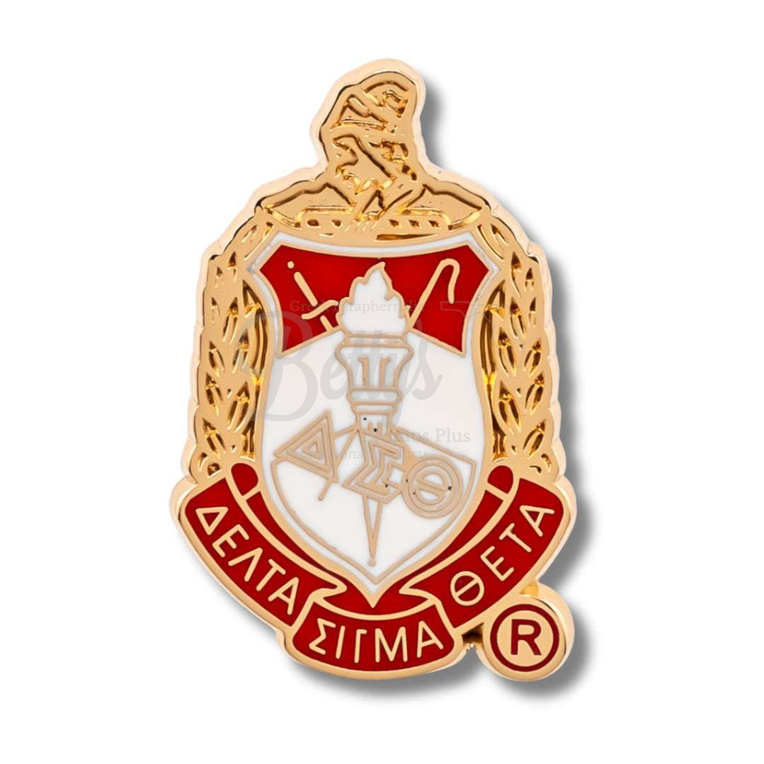 Delta Sigma Theta ΔΣΘ 3D Color Shield Greek Sorority Lapel PinGold-Betty's Promos Plus Greek Paraphernalia