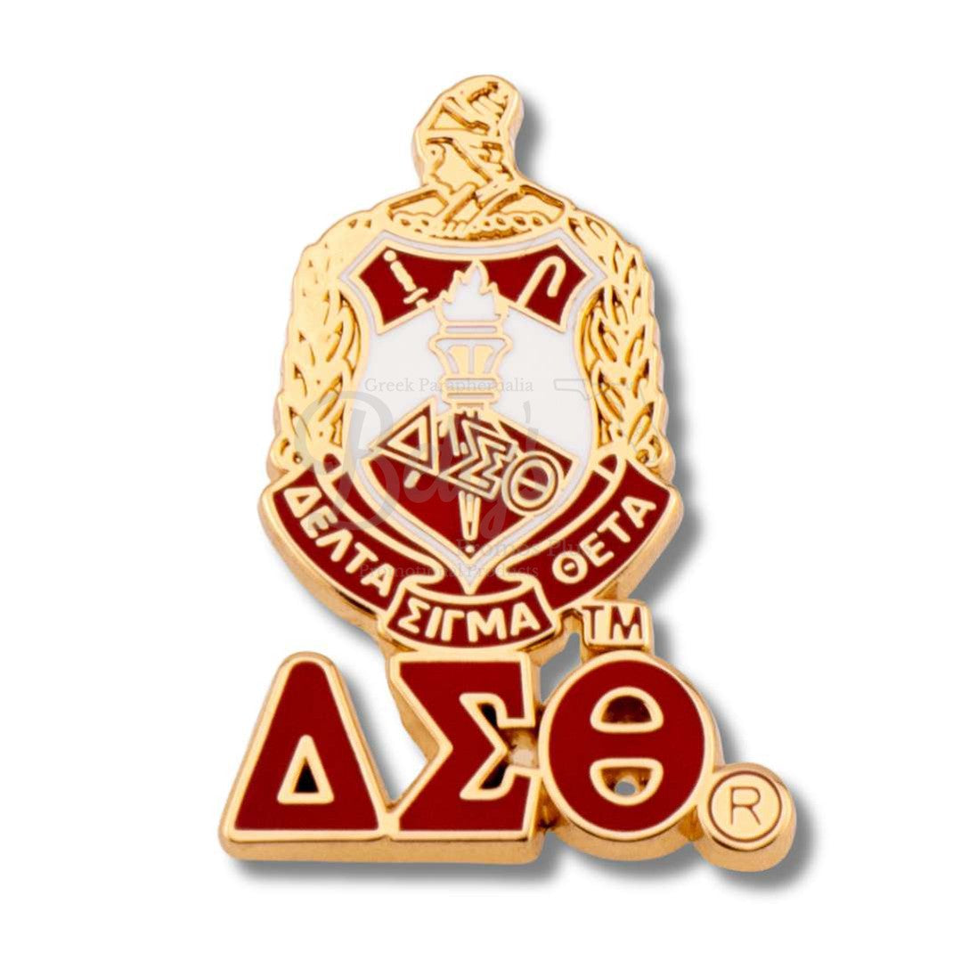 Delta Sigma Theta ΔΣΘ 3D Color Shield with Letters Greek Sorority Lapel PinGold-Betty's Promos Plus Greek Paraphernalia