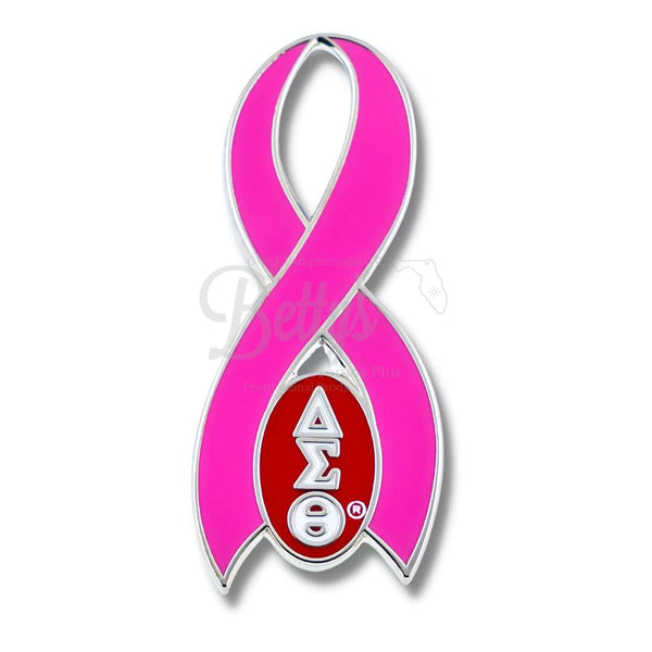 Red pin-striped and Pink Specialty BCA Ribbon - Delta Breast cancer  awareness pin - red and pink B C Awareness ribbon - Delta Sigma Theta pin 