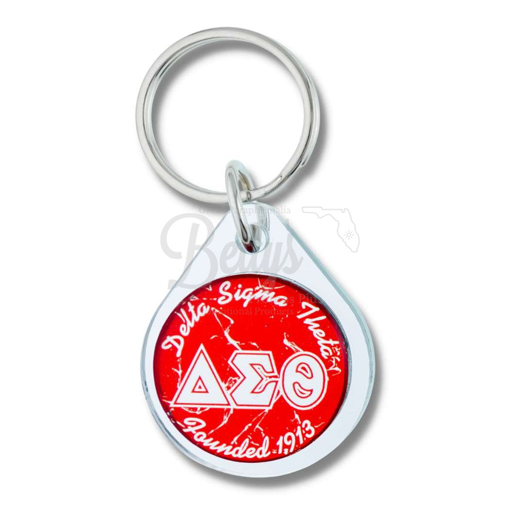 Delta Sigma Theta ΔΣΘ Circular Acrylic Keychain with Shield or Greek LettersSilver-ΔΣΘ Greek Letters-Betty's Promos Plus Greek Paraphernalia