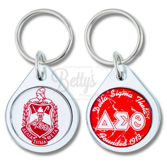 Delta Sigma Theta ΔΣΘ Circular Acrylic Keychain with Shield or Greek Letters-Betty's Promos Plus Greek Paraphernalia