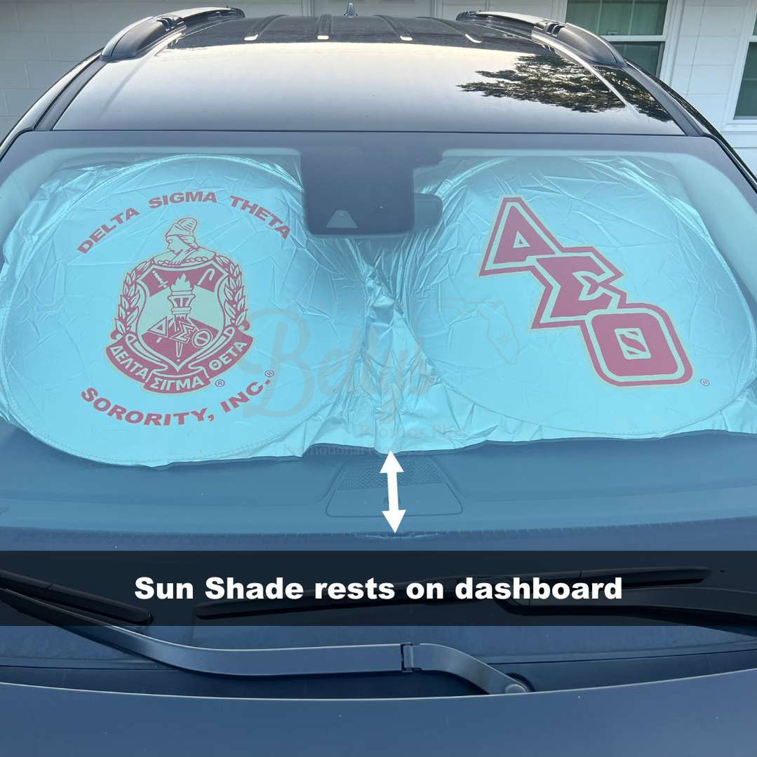 Delta Sigma Theta ΔΣΘ Collapsible Car Sun Shade with PouchRed-Betty's Promos Plus Greek Paraphernalia
