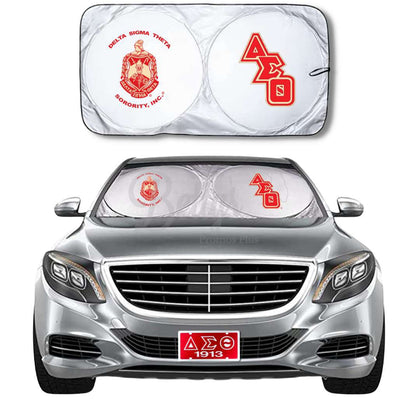 Delta Sigma Theta ΔΣΘ Collapsible Car Sun Shade with PouchRed-Betty's Promos Plus Greek Paraphernalia