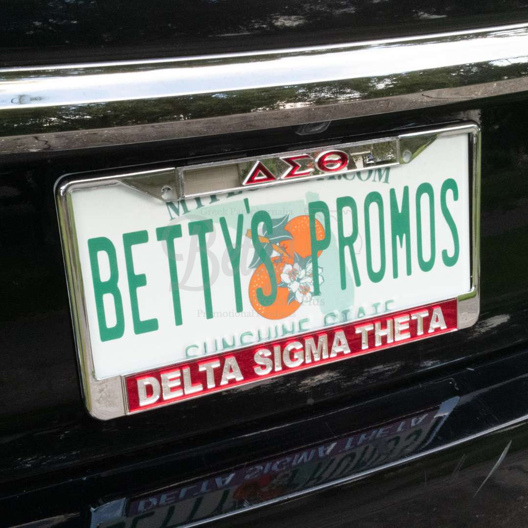 Delta Sigma Theta ΔΣΘ Delta Sigma Theta Chrome Laser Engraved Mirrored Acrylic Auto Tag License Plate Frame-Betty's Promos Plus Greek Paraphernalia