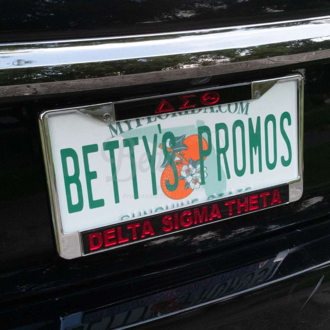 Delta Sigma Theta ΔΣΘ Delta Sigma Theta Chrome Laser Engraved Mirrored Acrylic Auto Tag License Plate Frame-Betty's Promos Plus Greek Paraphernalia