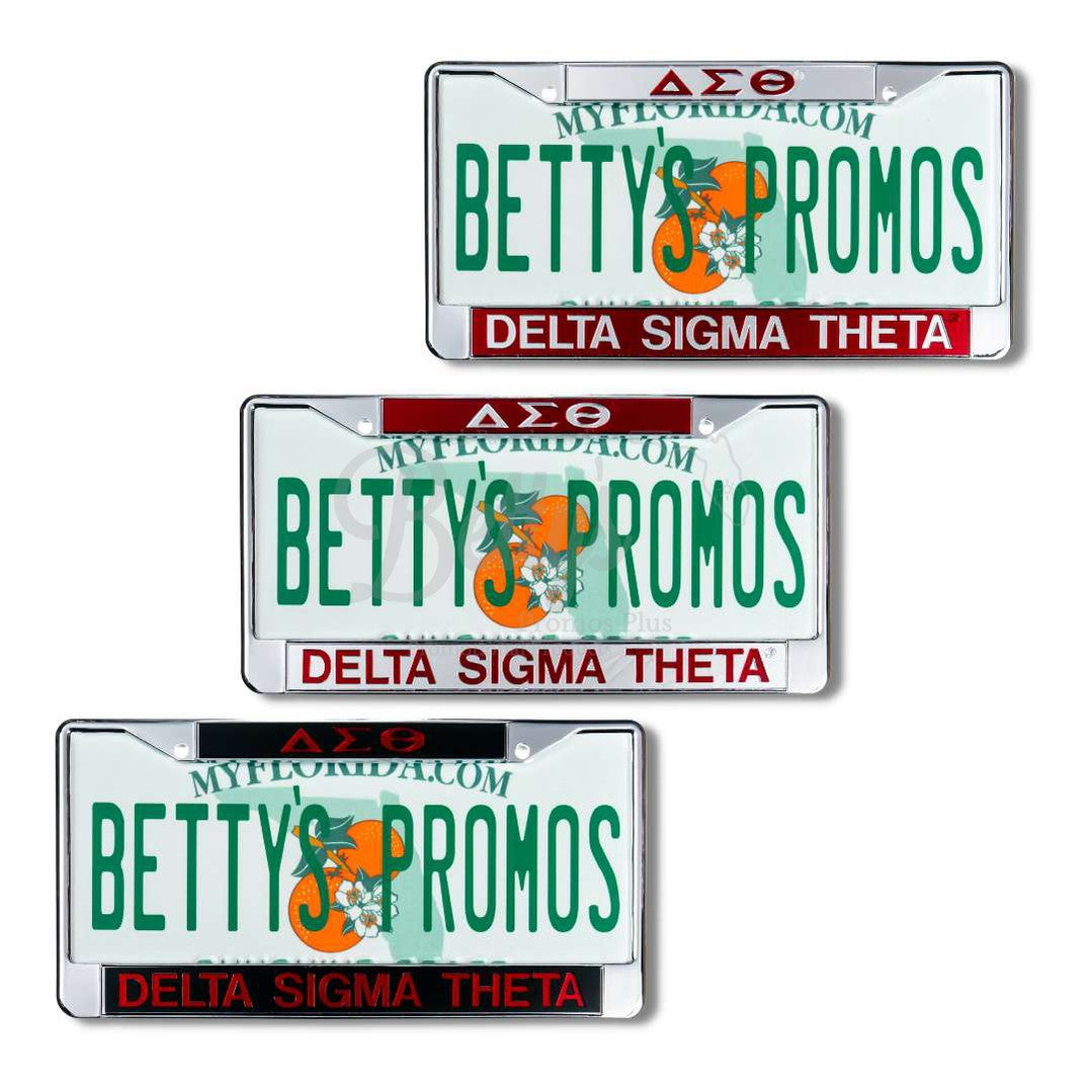 Delta Sigma Theta ΔΣΘ Delta Sigma Theta Chrome Laser Engraved Mirrored Acrylic Auto Tag License Plate Frame-Betty's Promos Plus Greek Paraphernalia