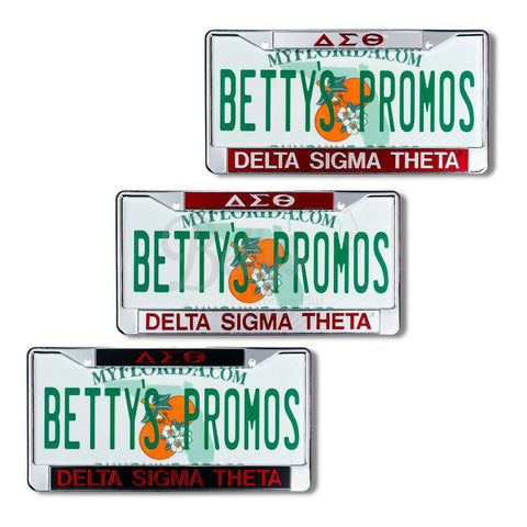 Delta Sigma Theta ΔΣΘ Delta Sigma Theta Metal Acrylic Mirror Laser Engraved Auto Tag License Plate Frame-Betty's Promos Plus Greek Paraphernalia