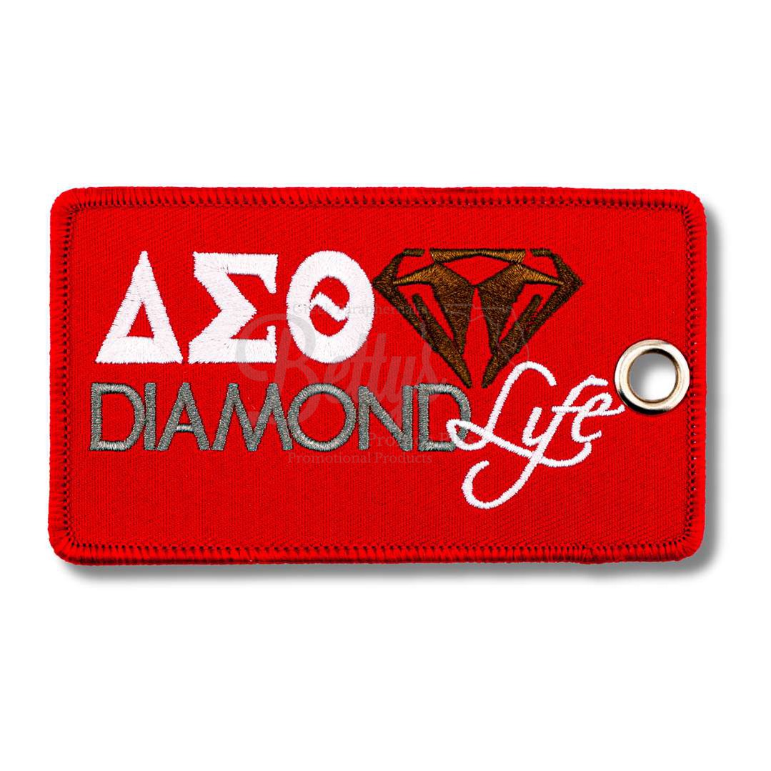 Delta Sigma Theta ΔΣΘ Diamond Life Embroidered Luggage TagRed-Betty's Promos Plus Greek Paraphernalia