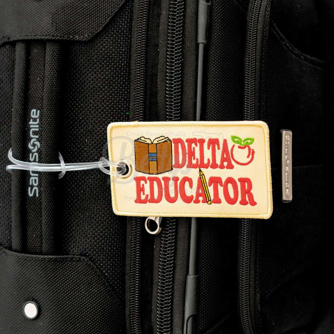 Delta Sigma Theta ΔΣΘ Educator Embroidered Luggage TagCream-Betty's Promos Plus Greek Paraphernalia