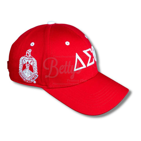 Delta Sigma Theta ΔΣΘ Embroidered Shield Baseball CapRed-Betty's Promos Plus Greek Paraphernalia