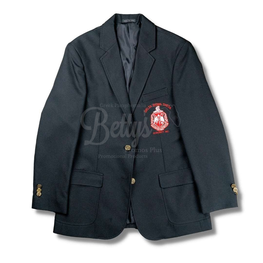 Delta Sigma Theta ΔΣΘ Embroidered Shield Crest Blazer Sport CoatBlack-Regular-2-Betty's Promos Plus Greek Paraphernalia