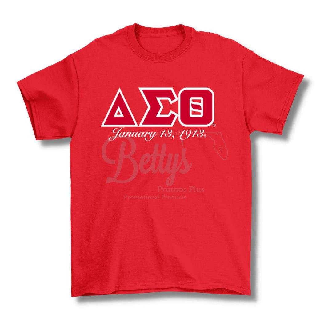 Delta Sigma Theta ΔΣΘ Founding Date Screen Printed T-ShirtRed-Small-Betty's Promos Plus Greek Paraphernalia