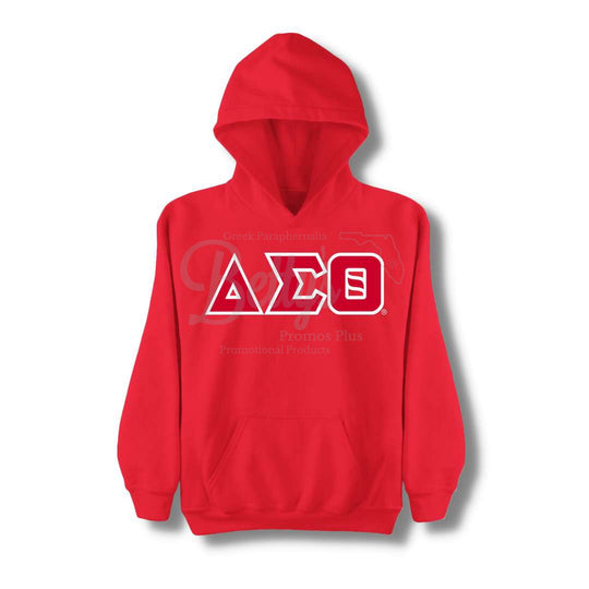 Delta Sigma Theta ΔΣΘ Greek Letter Double-Stitched Embroidered HoodieRed-Small-Betty's Promos Plus Greek Paraphernalia