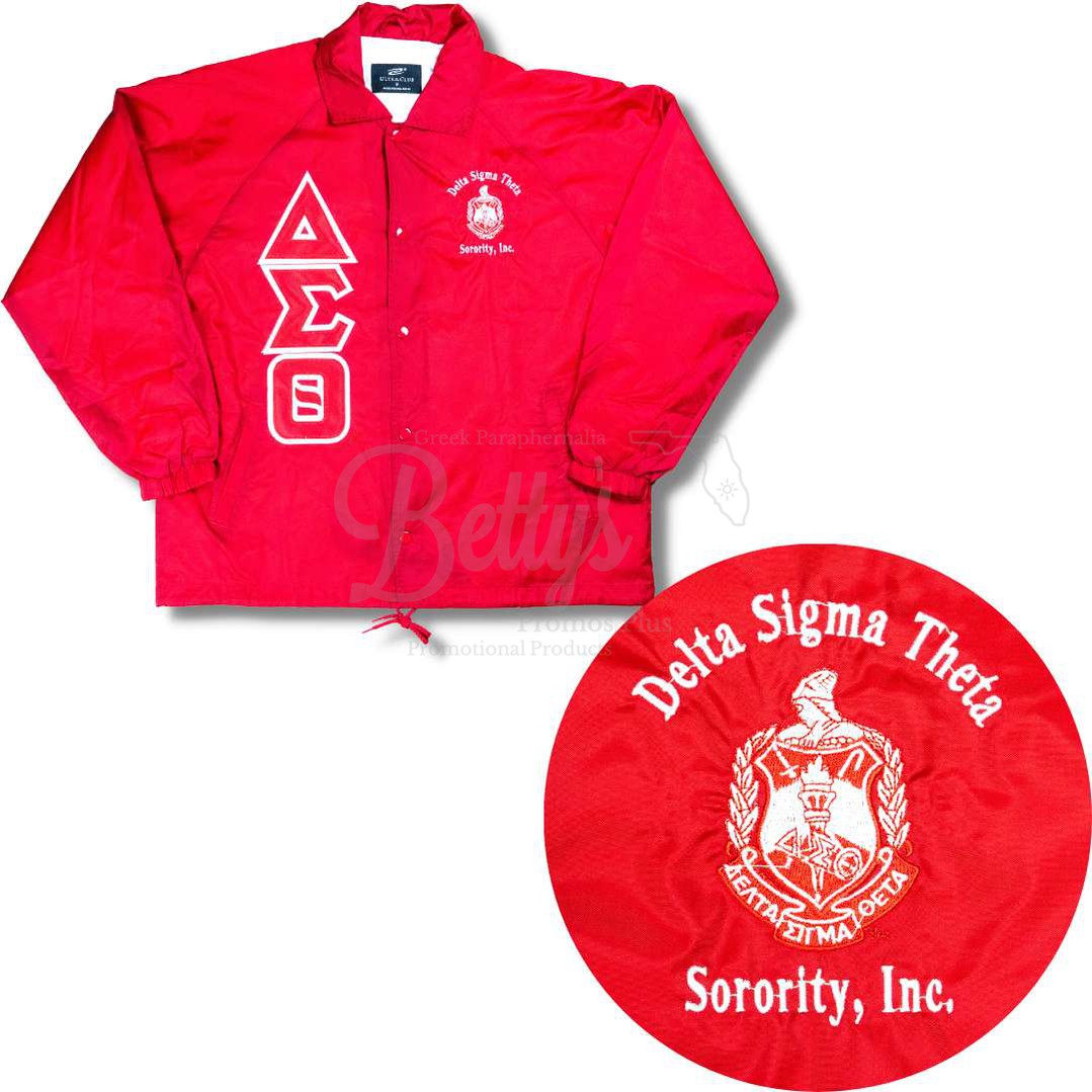 Delta Sigma Theta ΔΣΘ Greek Letter Double-Stitched Embroidered Windbreaker Greek Line JacketRed-Small-Betty's Promos Plus Greek Paraphernalia