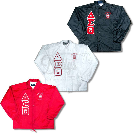 Delta Sigma Theta ΔΣΘ Greek Letter Double-Stitched Embroidered Windbreaker Greek Line Jacket-Betty's Promos Plus Greek Paraphernalia