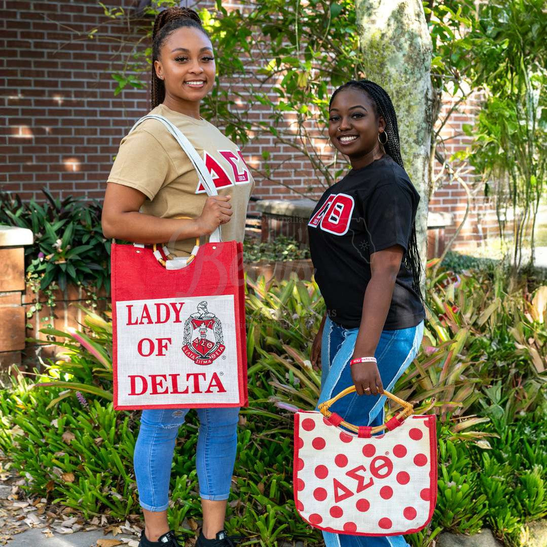 Delta Sigma Theta ΔΣΘ Lady of Delta Sorority Jute Bag-Betty's Promos Plus Greek Paraphernalia