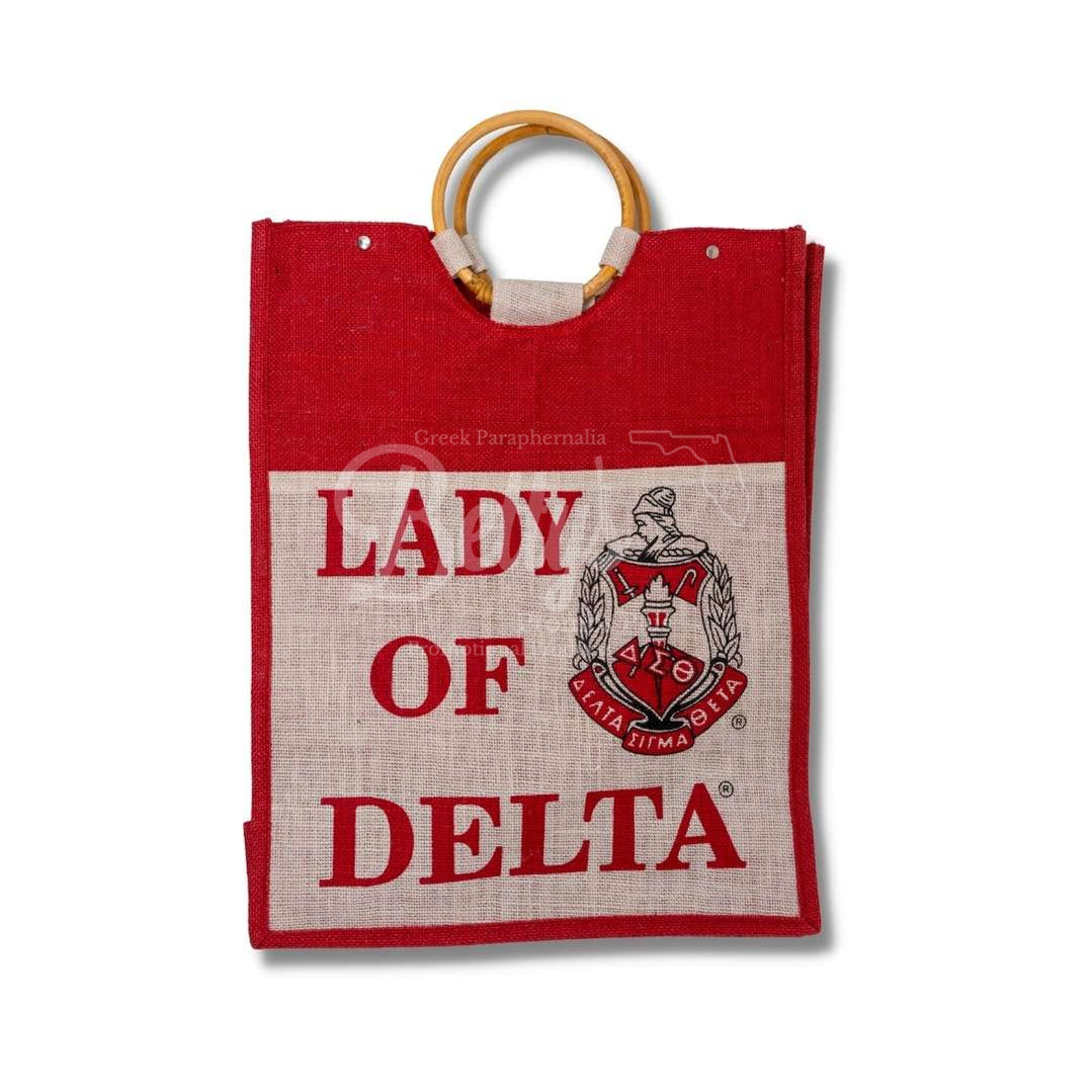 Delta Sigma Theta ΔΣΘ Lady of Delta Sorority Jute BagRed-Large-Betty's Promos Plus Greek Paraphernalia