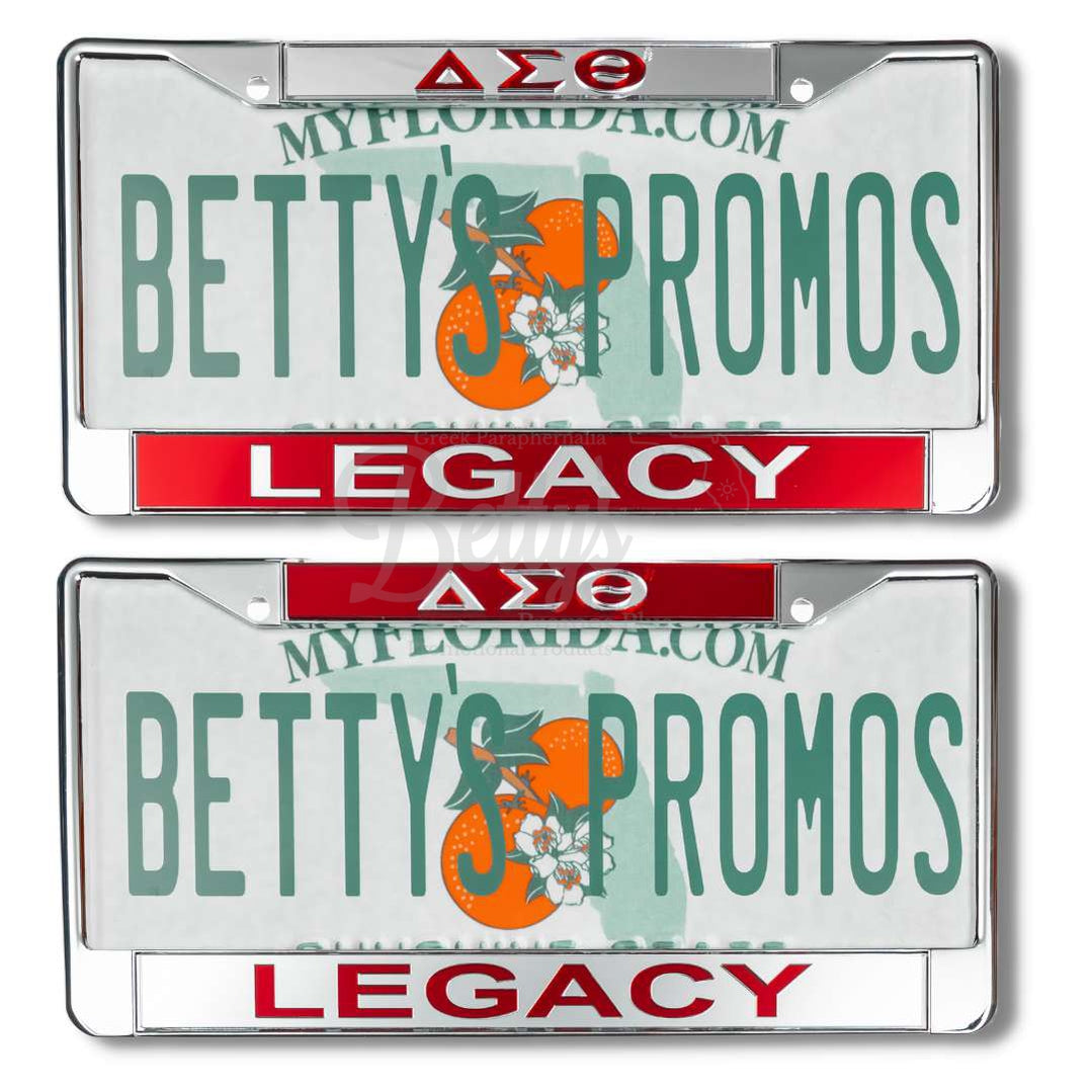 Delta Sigma Theta ΔΣΘ Legacy Chrome Laser Engraved Mirrored Acrylic Auto Tag License Plate Frame-Betty's Promos Plus Greek Paraphernalia