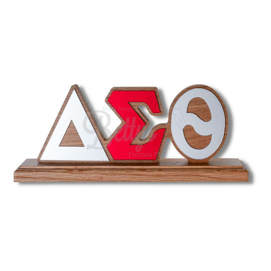 Delta Sigma Theta ΔΣΘ Mirrored Letters Wooden Desk OrnamentWood-Betty's Promos Plus Greek Paraphernalia