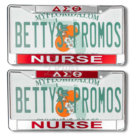 Delta Sigma Theta ΔΣΘ Nurse Metal Acrylic Mirror Laser Engraved Auto Tag License Plate Frame-Betty's Promos Plus Greek Paraphernalia