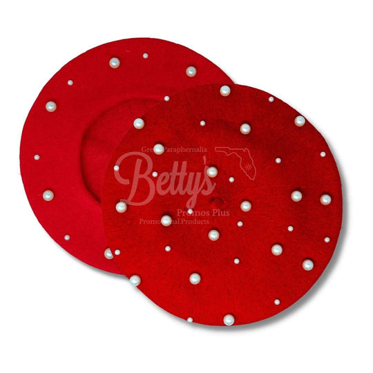Delta Sigma Theta ΔΣΘ Pearl Beret Wool TamRed-Betty's Promos Plus Greek Paraphernalia