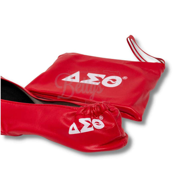 Delta Sigma Theta ΔΣΘ Printed Ballet Flats, Shoes, Ballet Slipper Flats, Foldable Flats with Carrying Case-Betty's Promos Plus Greek Paraphernalia