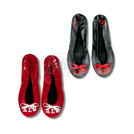 Delta Sigma Theta ΔΣΘ Printed Foldable Ballet Flats with Carrying Case-Betty's Promos Plus Greek Paraphernalia