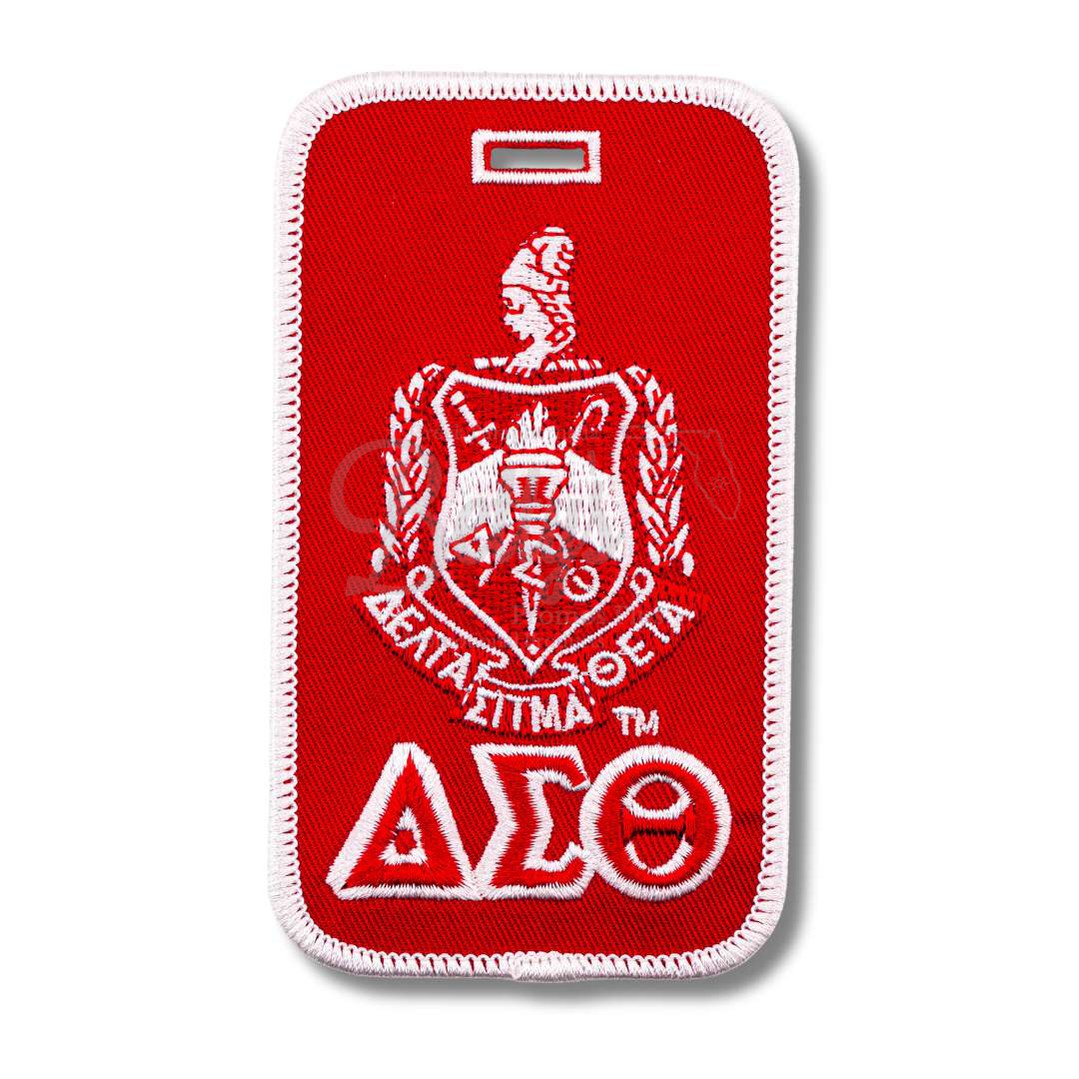 Delta Sigma Theta ΔΣΘ Shield Embroidered Luggage TagRed-Betty's Promos Plus Greek Paraphernalia