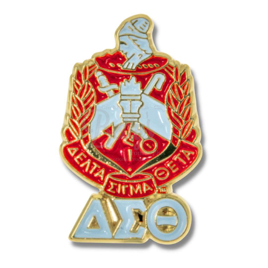 Delta Sigma Theta ΔΣΘ Shield & Greek Letters Sorority Lapel PinGold-Betty's Promos Plus Greek Paraphernalia