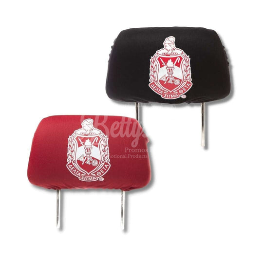 Delta Sigma Theta ΔΣΘ Shield with Greek Letters Car Seat Headrest Cover-Betty's Promos Plus Greek Paraphernalia