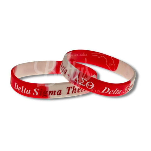 Delta Sigma Theta ΔΣΘ Silicone Rubber Wristband BraceletRed & White-Betty's Promos Plus Greek Paraphernalia