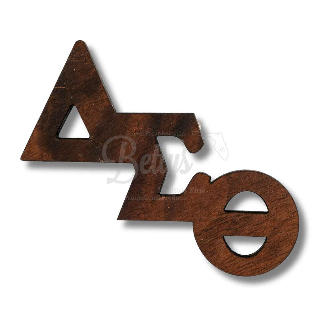 Delta Sigma Theta ΔΣΘ Slanted Greek Letters Wooden Lapel PinLarge-Brown-Betty's Promos Plus Greek Paraphernalia